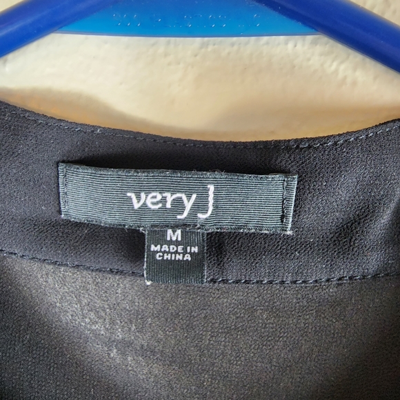 Very J Women's Black White Longsleeve Watercolor Pattern Chiffon Blouse Medium - Picture 5 of 8